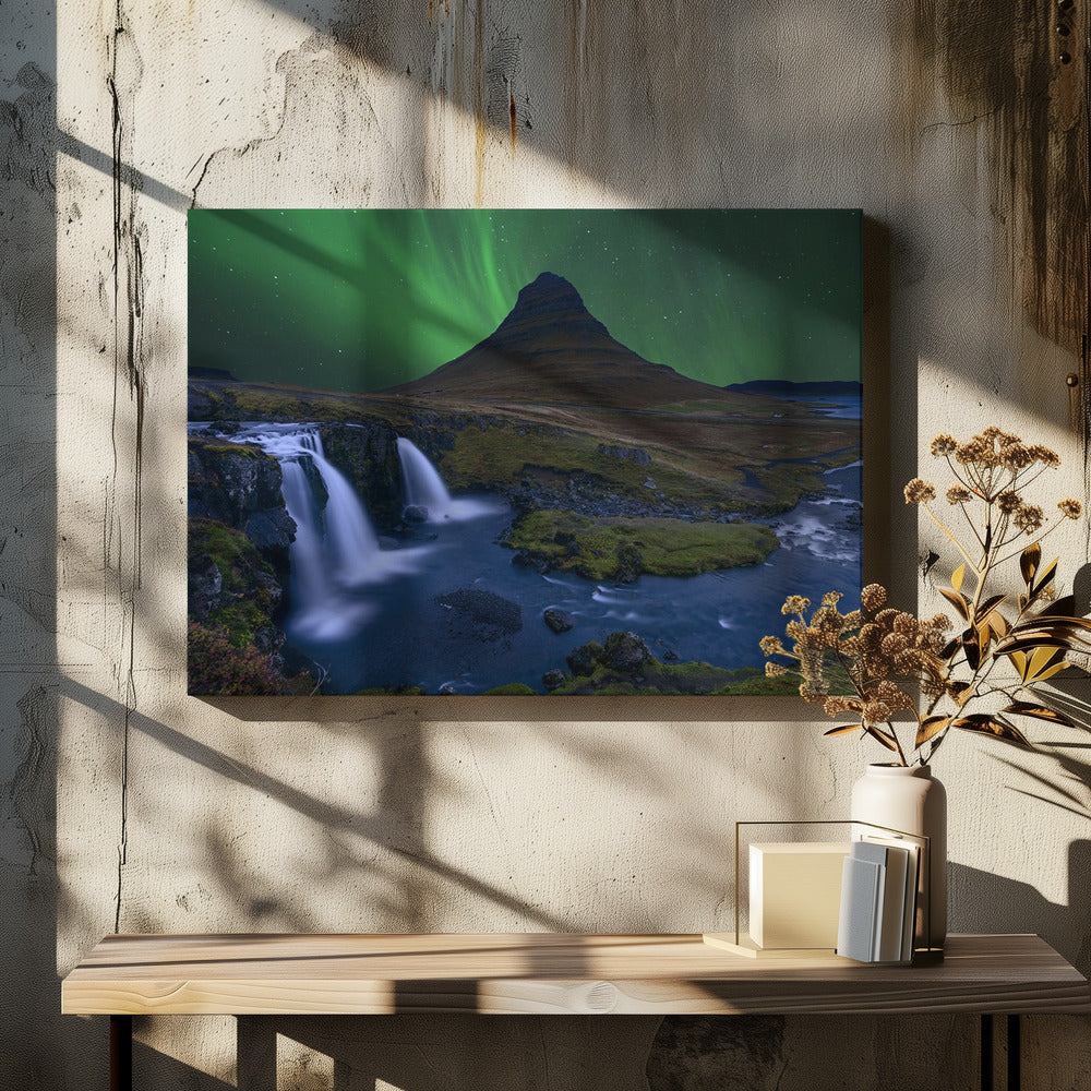 Kirkjufell... Under a boreal green sky