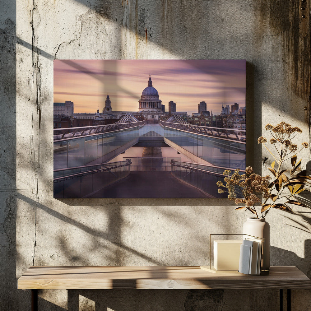 Millennium bridge leading towards St. Paul's church