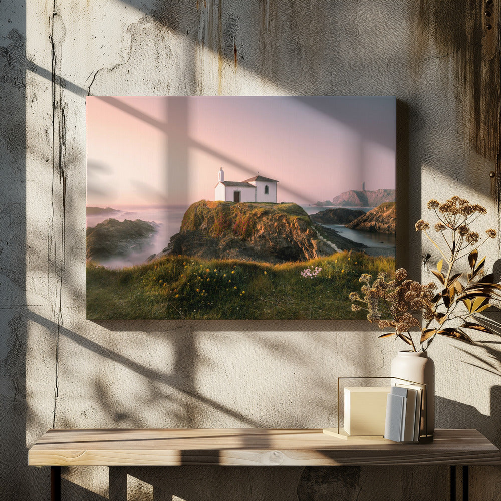 Hermitage on the top of a cliff,Galicia,Spain.