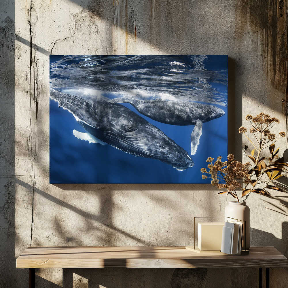 Humphback whale and calf, Reunion Island