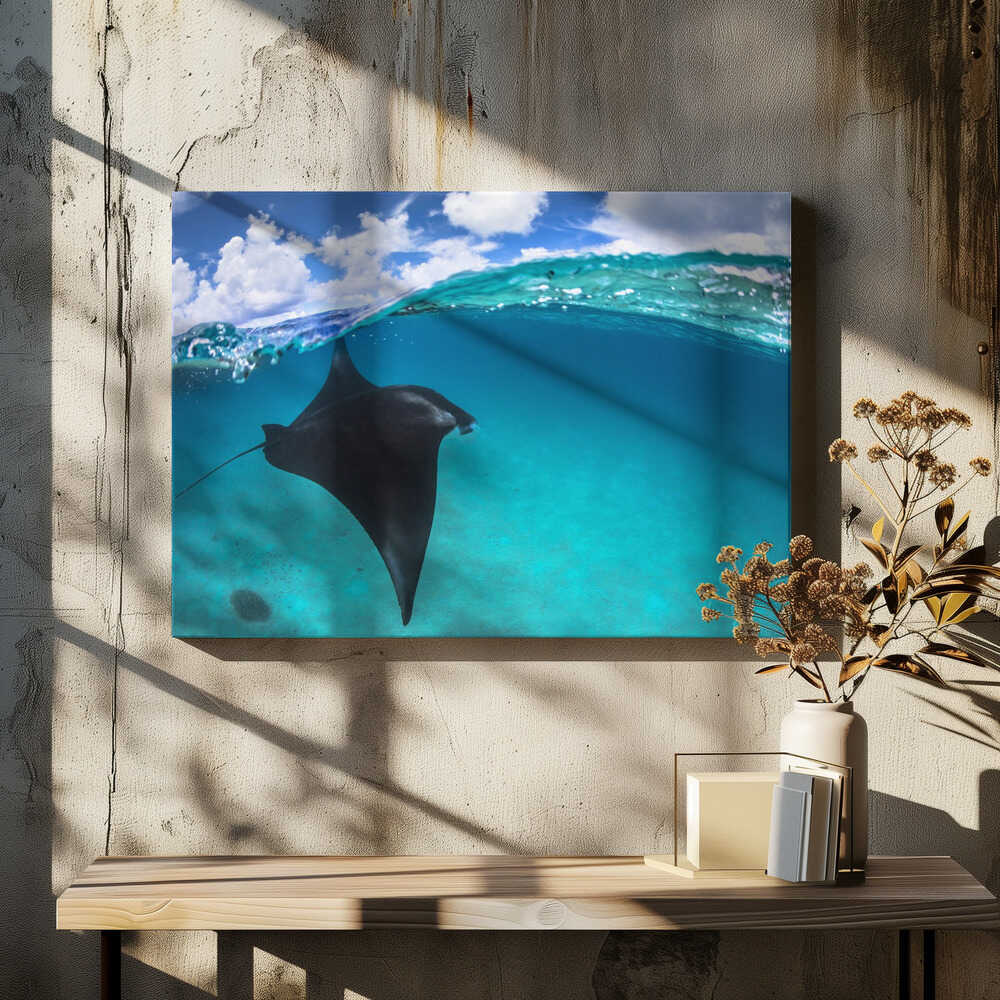 A reef manta ray in Mayotte