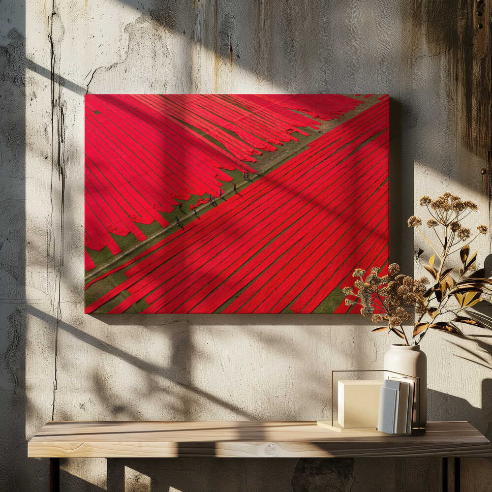 Childhood on red fabrics