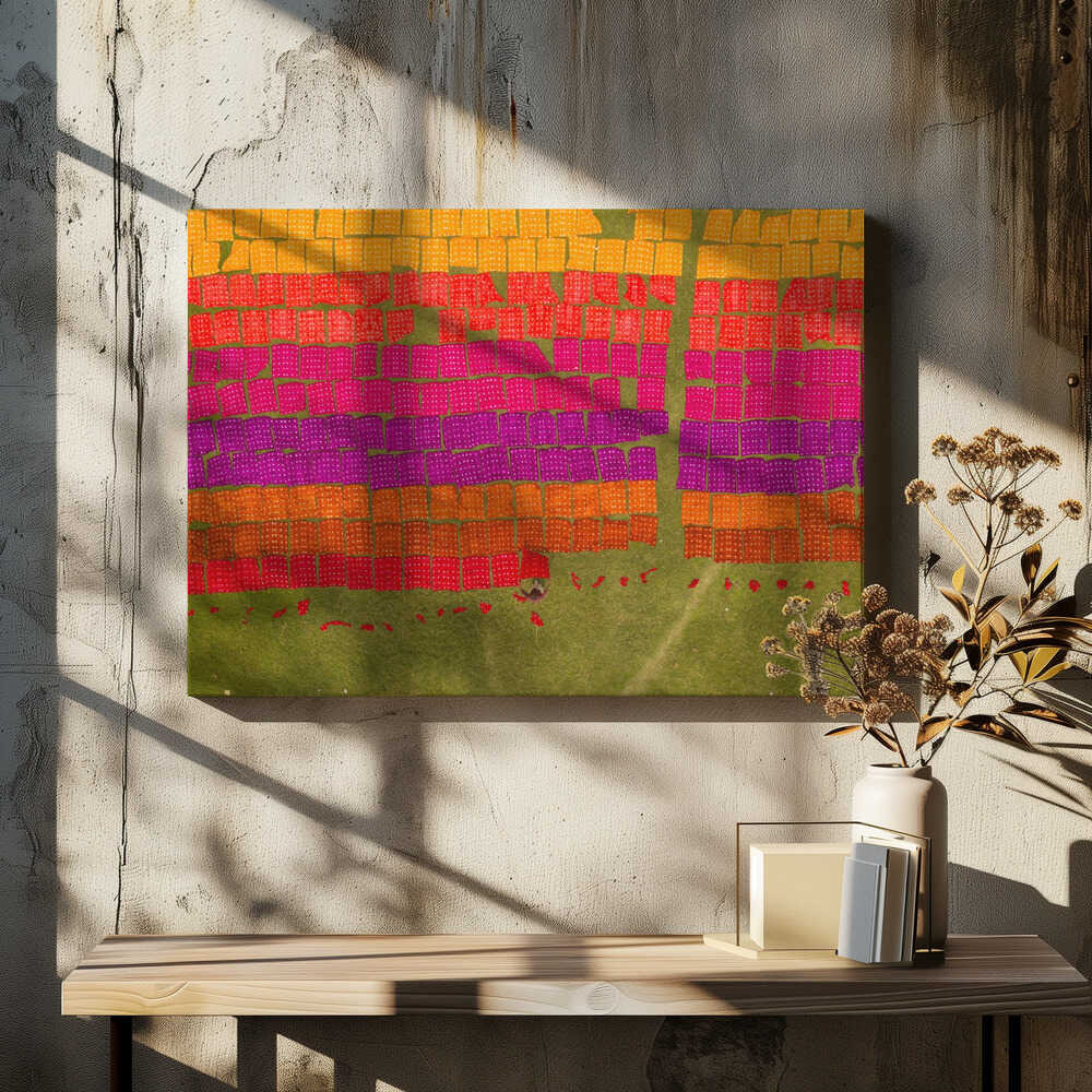 Multicolored cloths drying