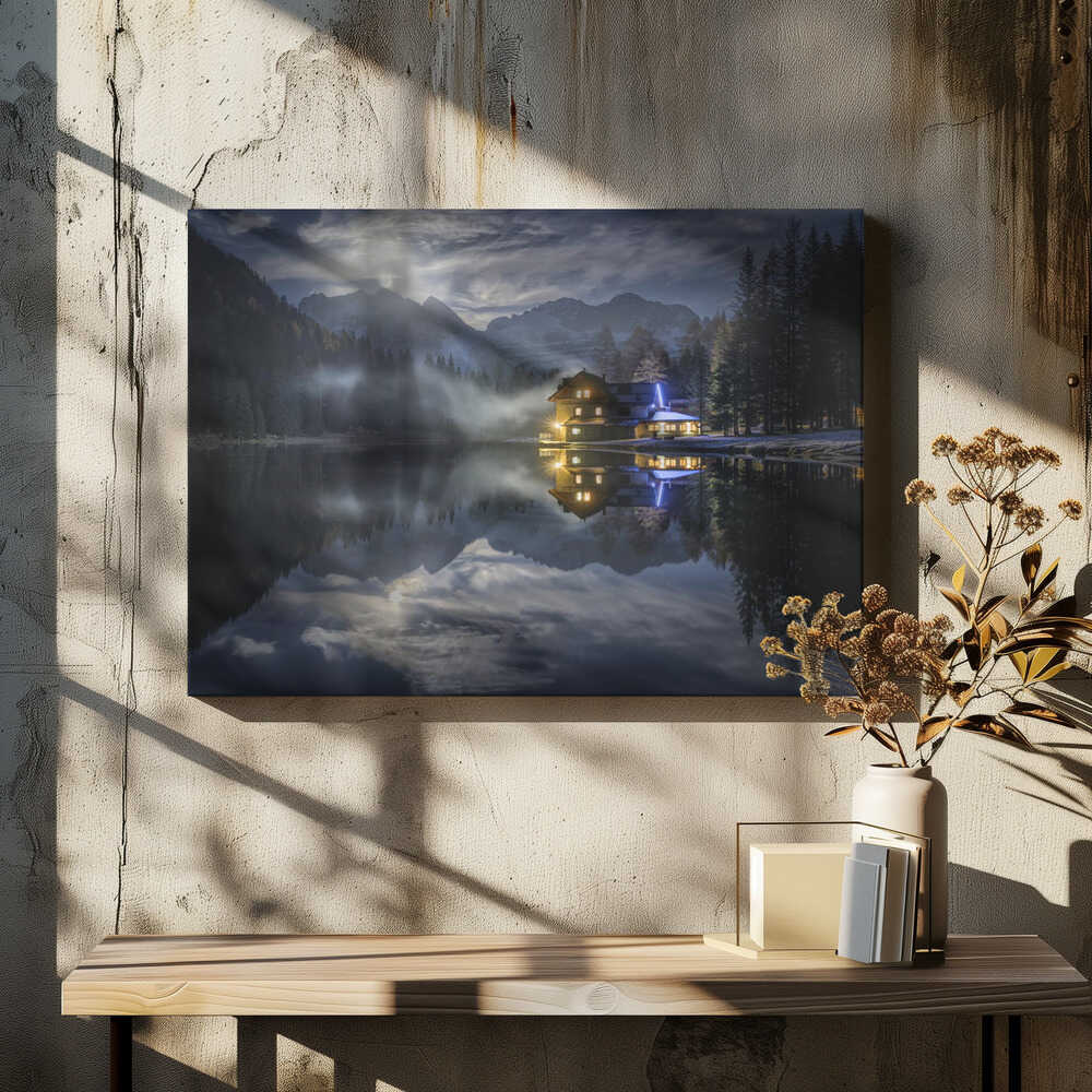 The Moon rises from the mountain