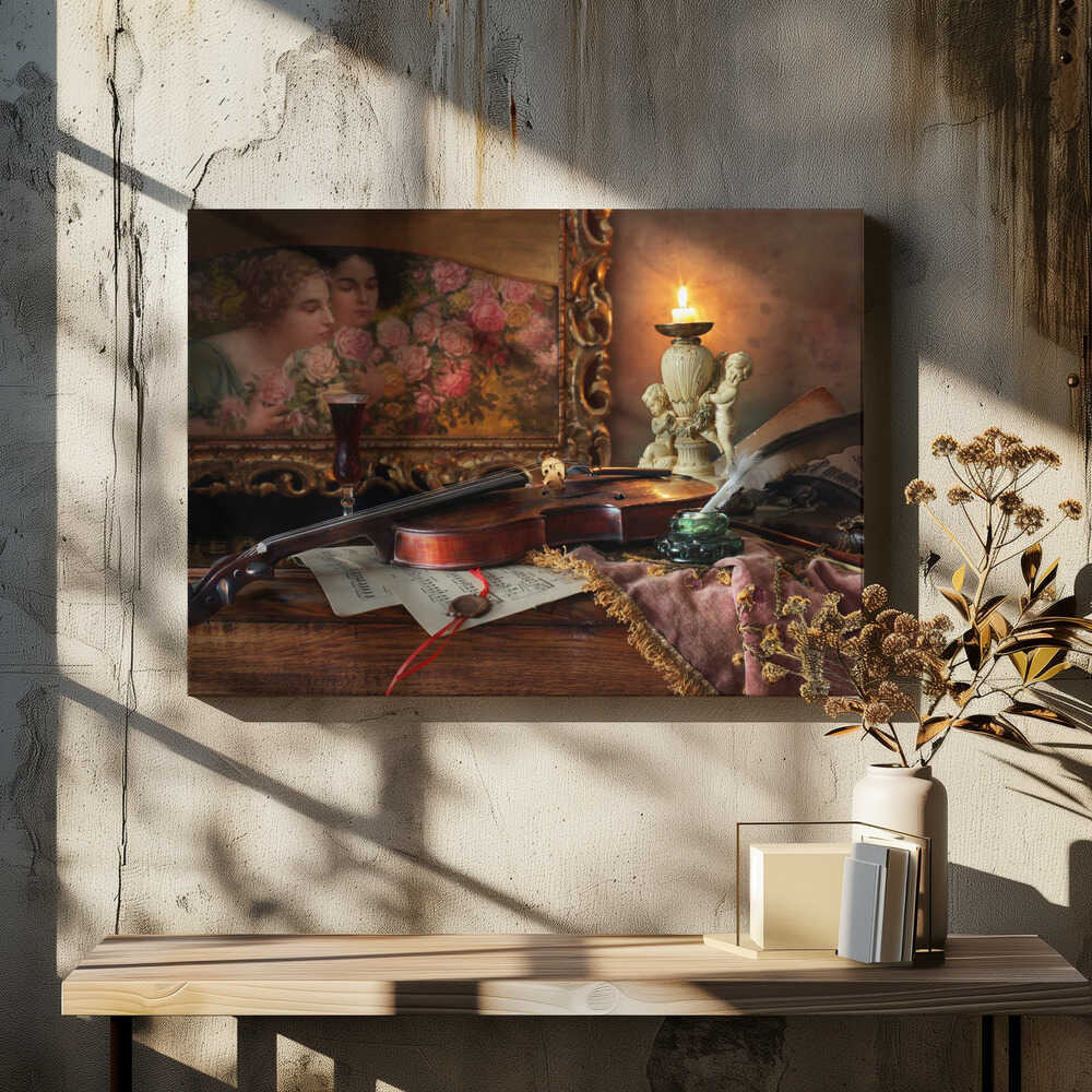 Still life with violin and picture