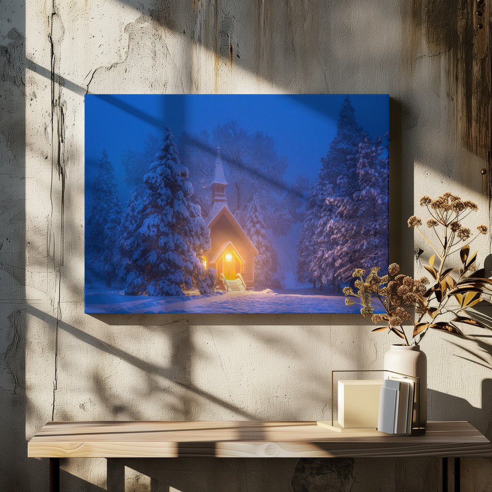 Yosemite Chapel in Blue Hour