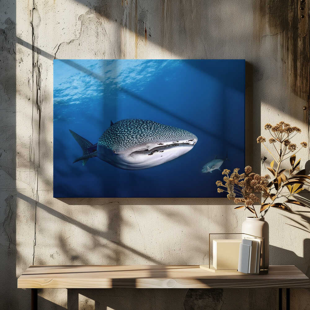 whale shark and giant trevally