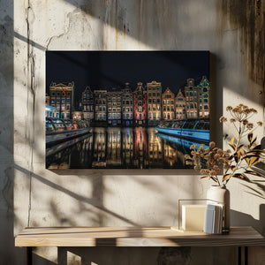 Art Prints of "Dancing Houses" on the Damrak Canal in Amsterdam