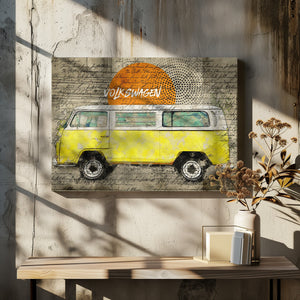 Art Prints of volkswagen vw combi yellow
