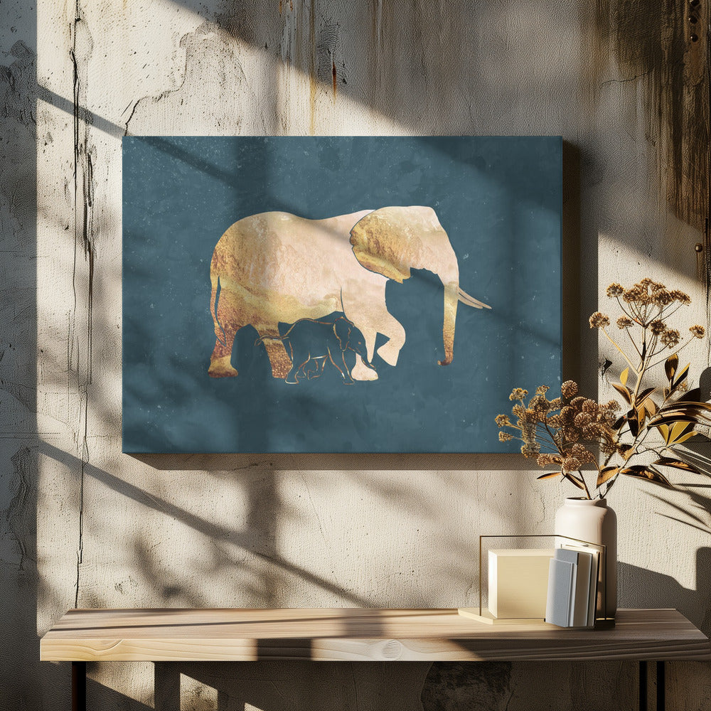 Gold green elephants 1