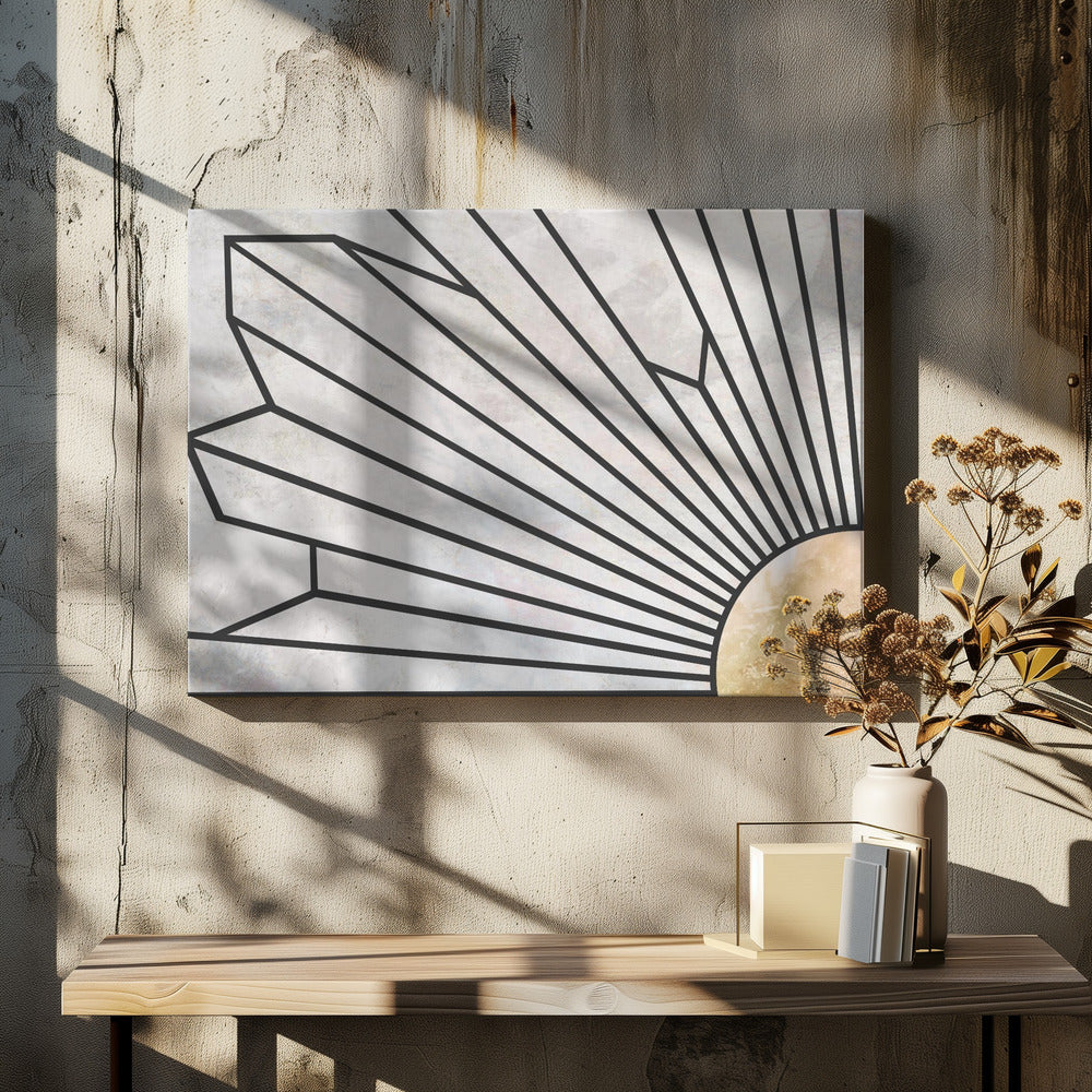 Art Prints of Geometric Gold Marble Sun Mural