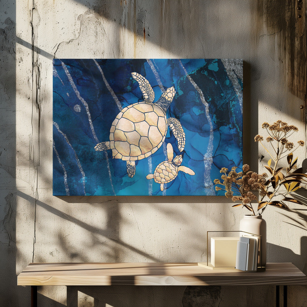 Landscape gold turtles ripples