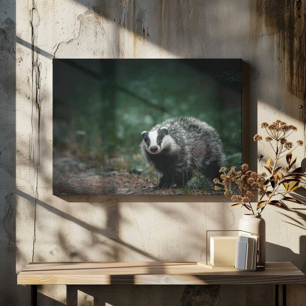 A curious badger in the forest