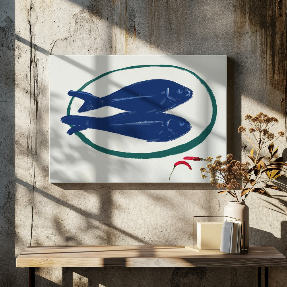 Art Prints of Blue fishes still life