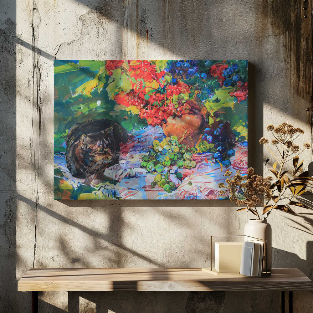 Still life with a cat