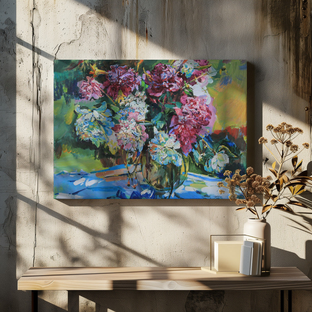 White and pink peonies