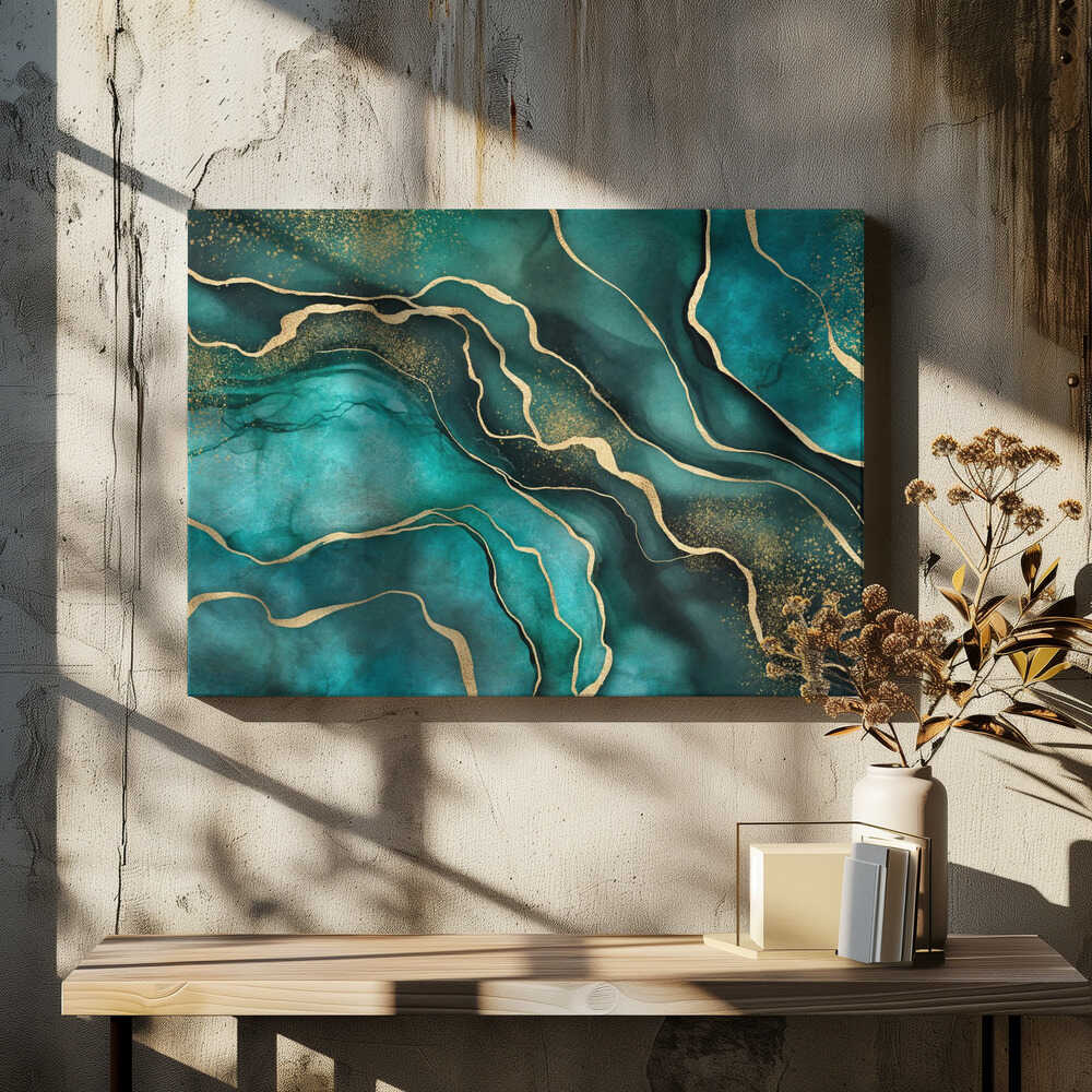 Teal Gold Marble Chic