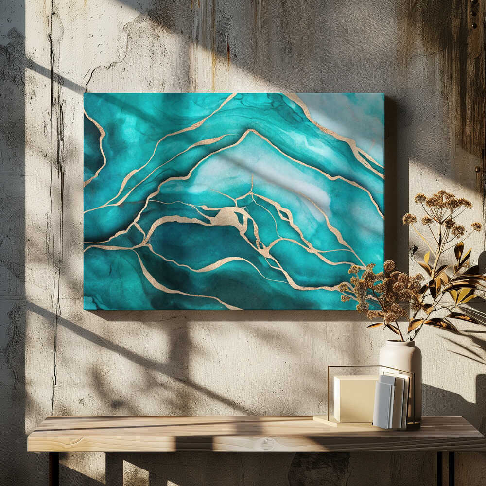 Turquoise Teal Marble Glam