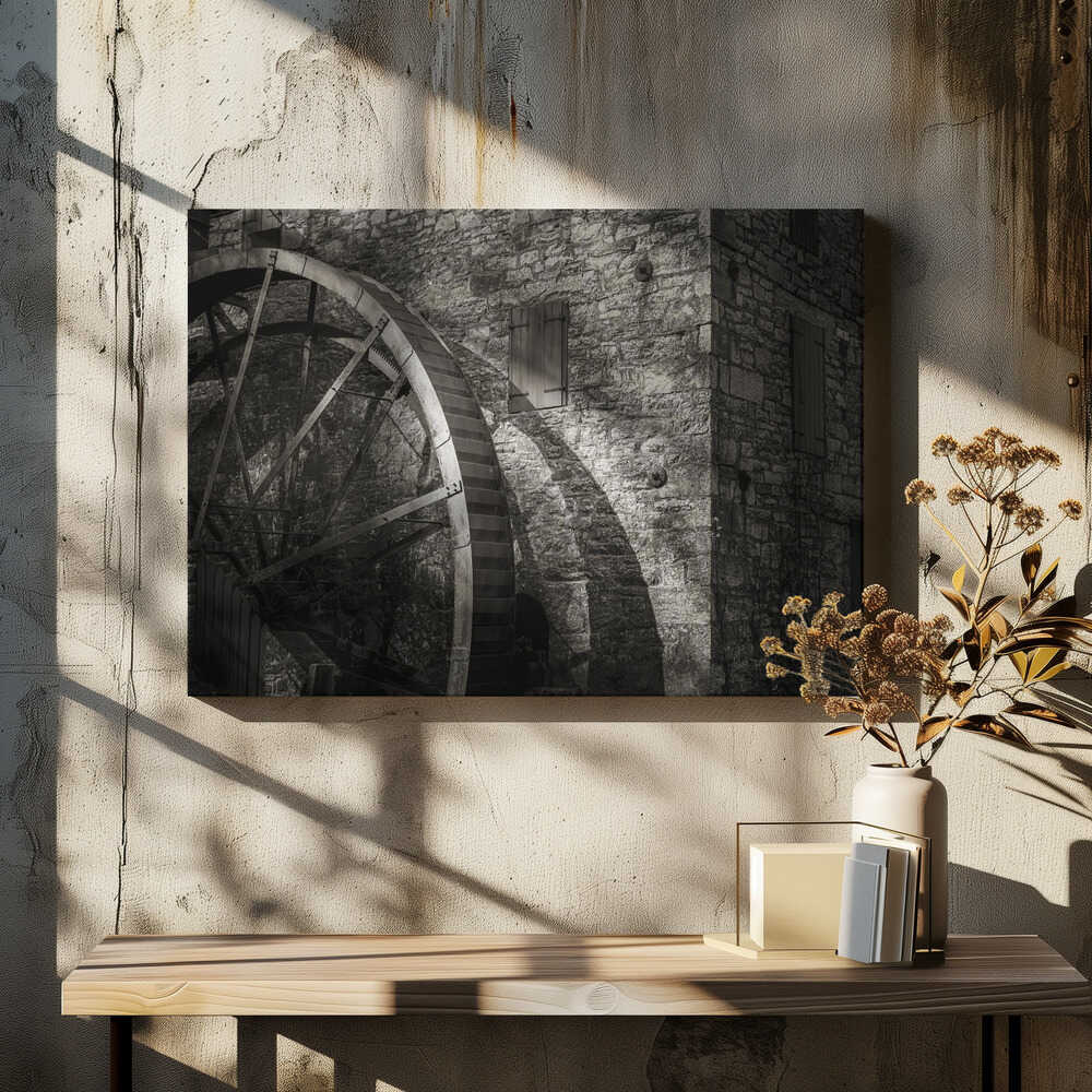 Waterwheel and Wall, Light and Shadow