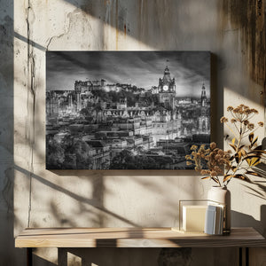Art Prints of Evening impression from Edinburgh - Monochrome