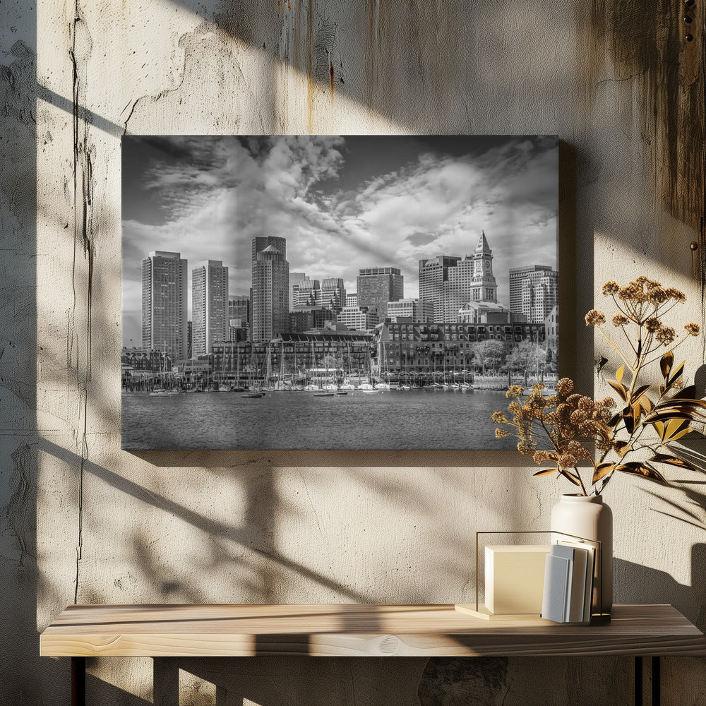 BOSTON Skyline North End & Financial District - Monochrome