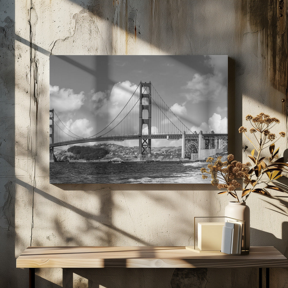 GOLDEN GATE BRIDGE Baker Beach Panoramic View | Monochrome