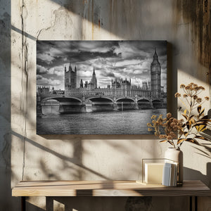 Art Prints of LONDON Houses of Parliament & Westminster Bridge