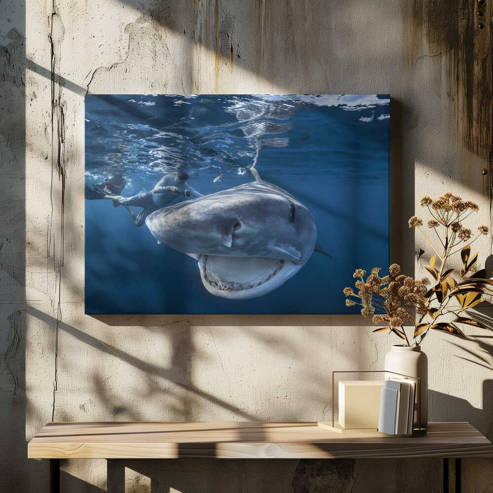 Very close up of Tiger Shark