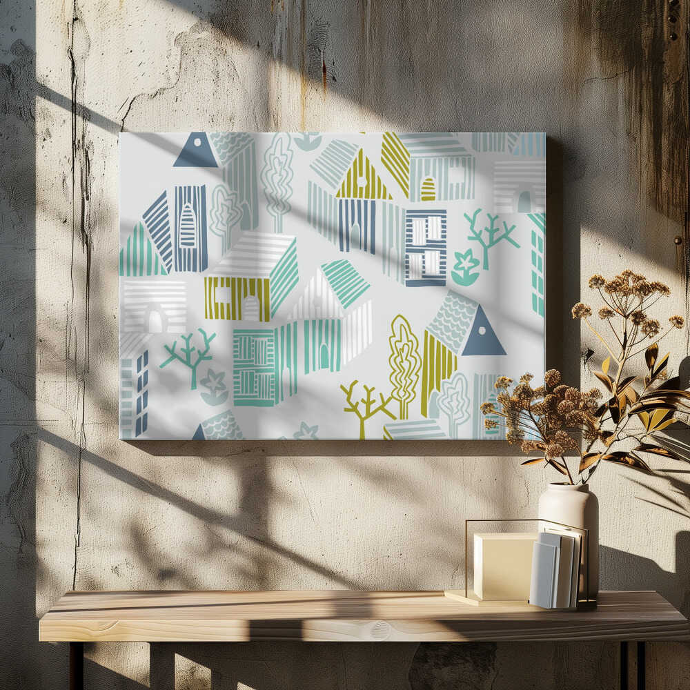 City life neighborhood soft grey pattern