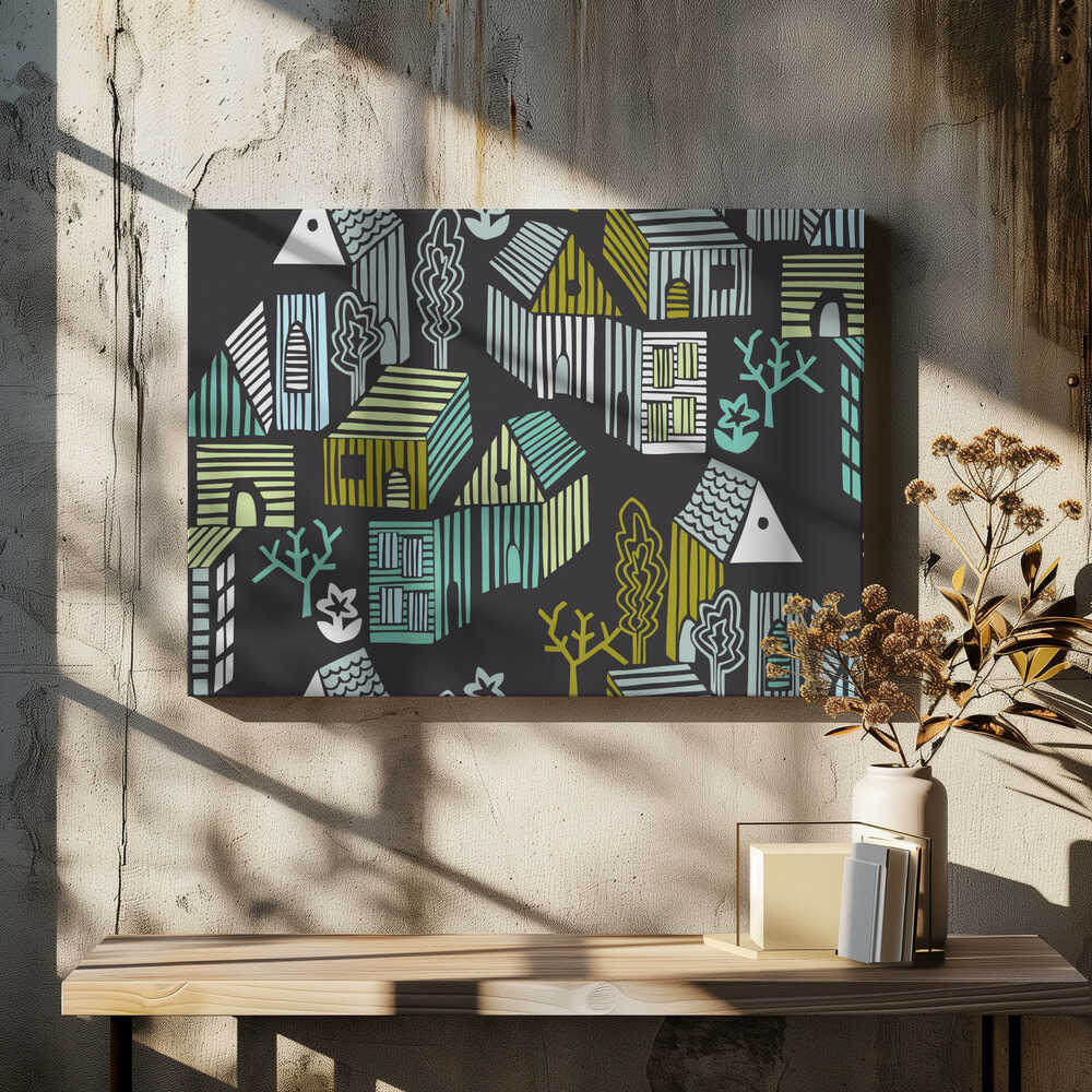 City life neighborhood moonless night pattern