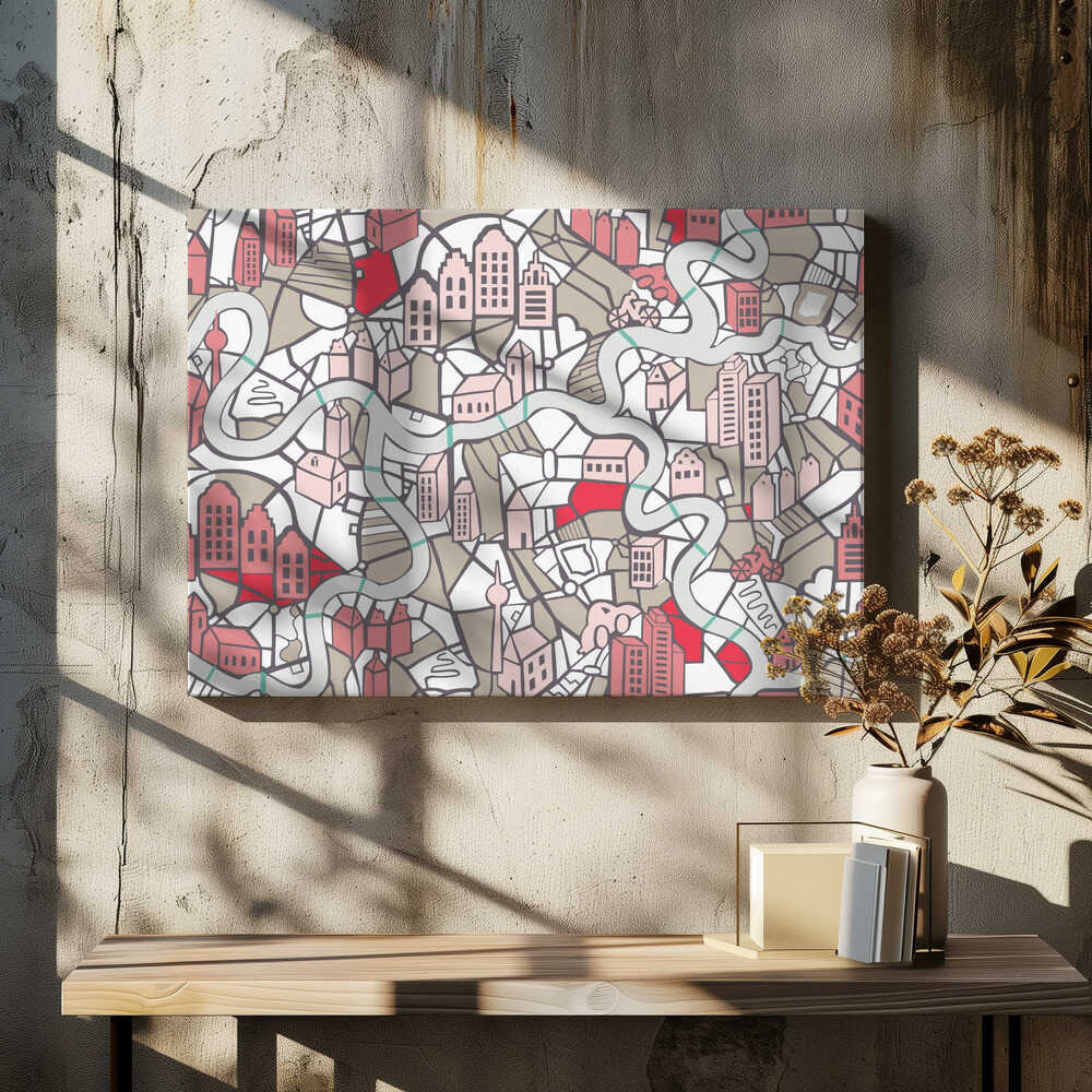 City life map mauve pattern