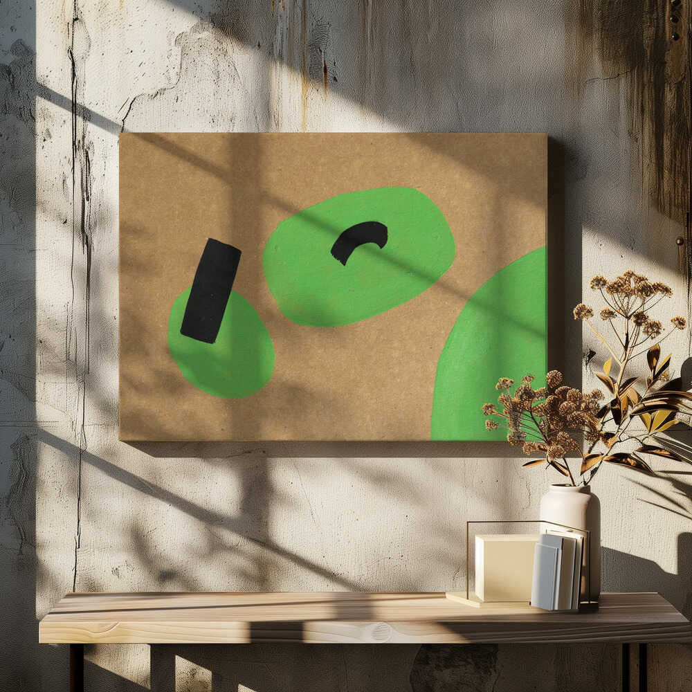 Green on Kraft Canvas