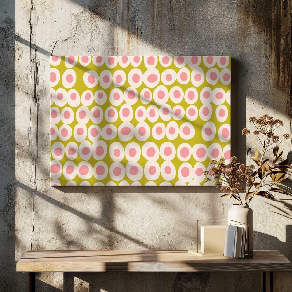 Wonderful bold dots pink and olive pattern
