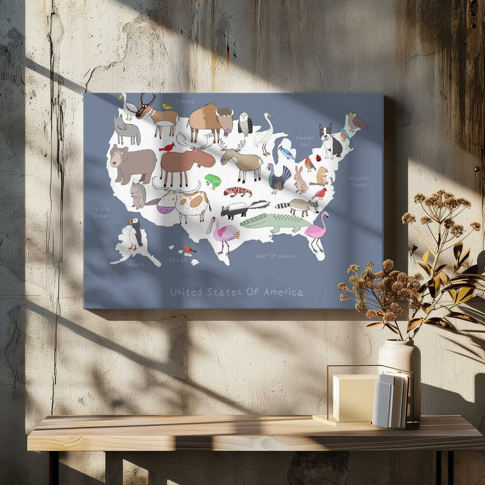 United States Of America Dark Grey & White by Artist Carla Daly