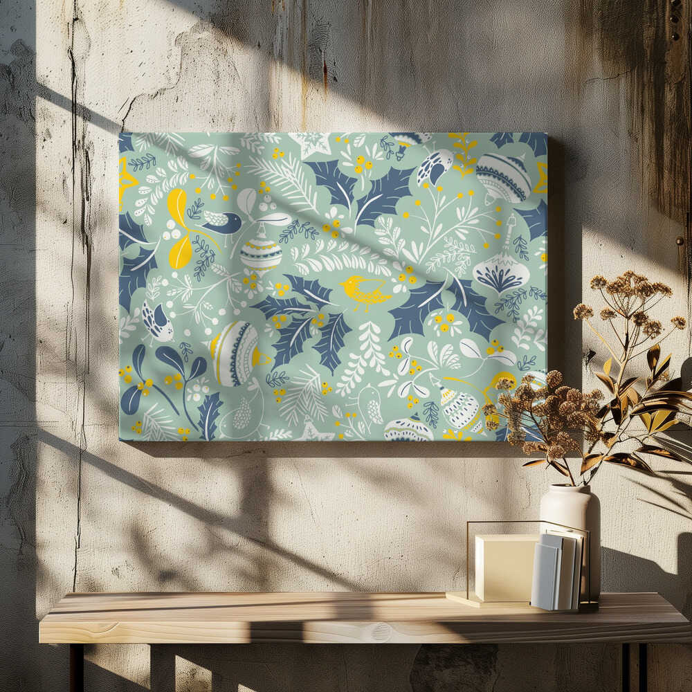 Wonderful ditsy holiday joy mint pattern