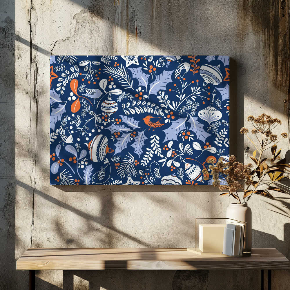 Wonderful ditsy holiday joy blue pattern