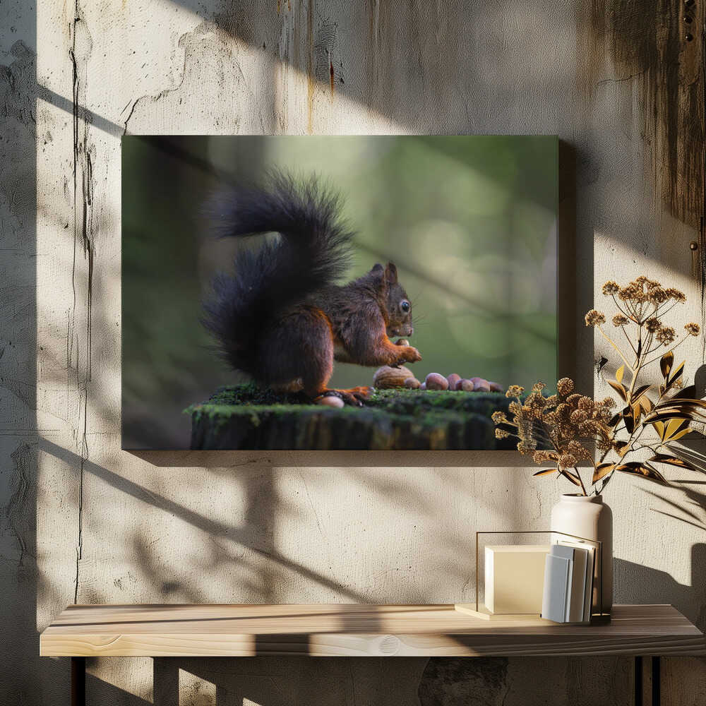 Close-up of squirrel with some nuts