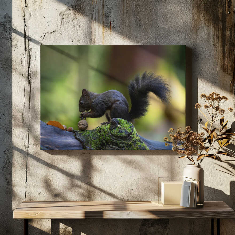 Close-up of brown squirrel eating some nuts