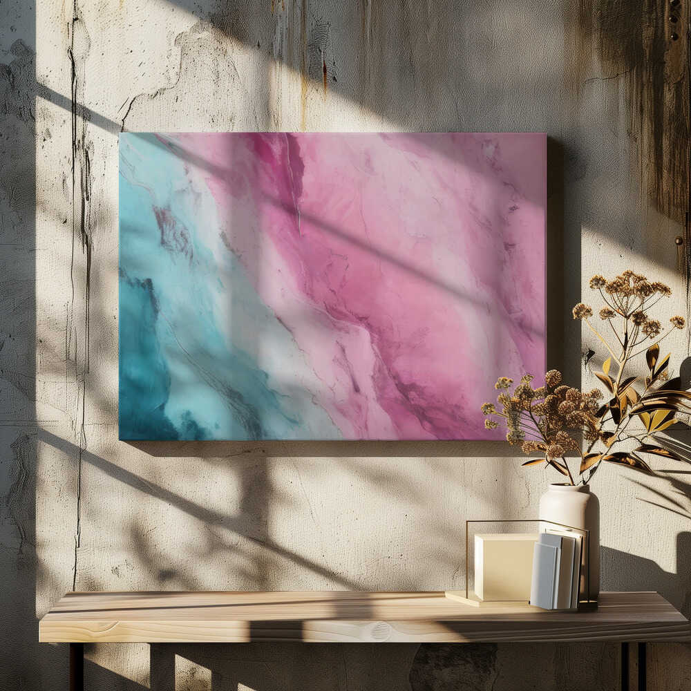 Harmonious Blend Of Pink And Teal Marbled Effect
