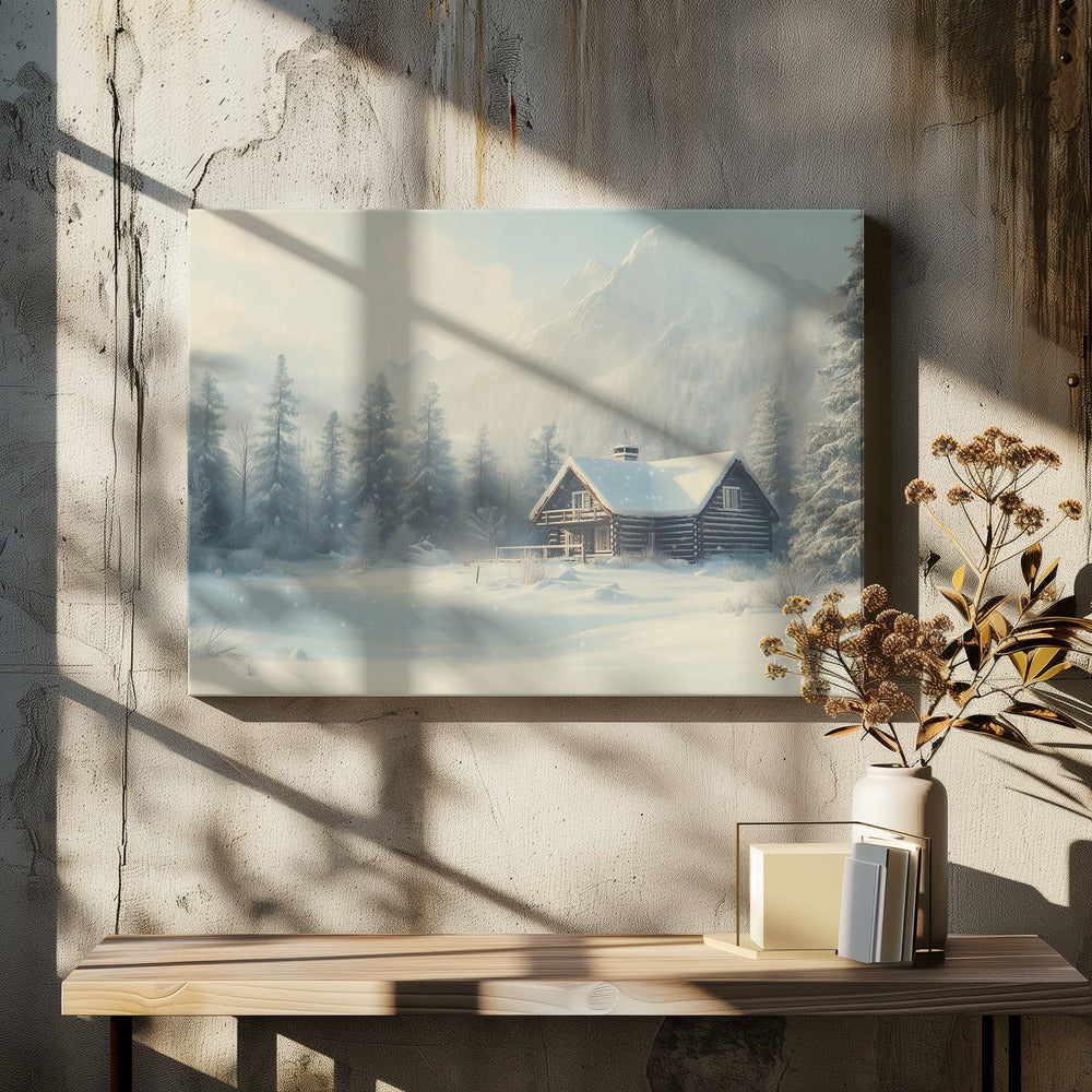 Cabin In Snowy Landscape