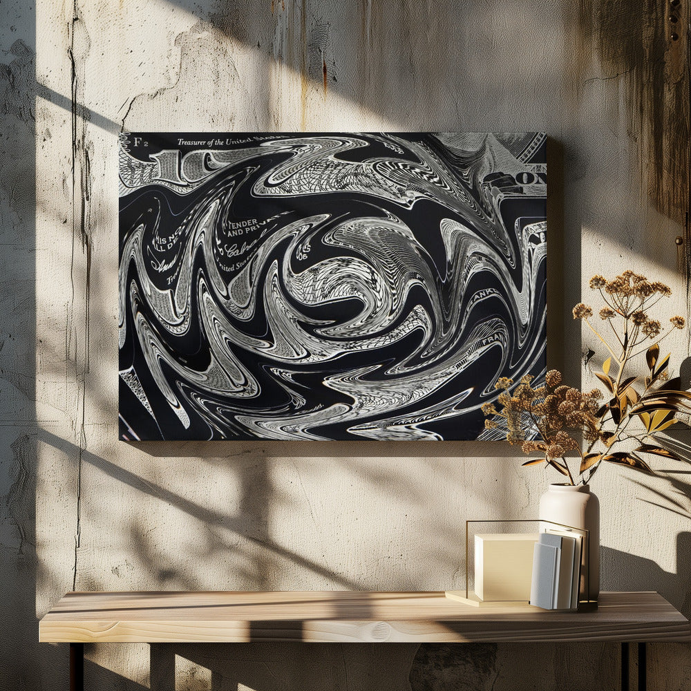 Dollar Bill Abstract 100 Black