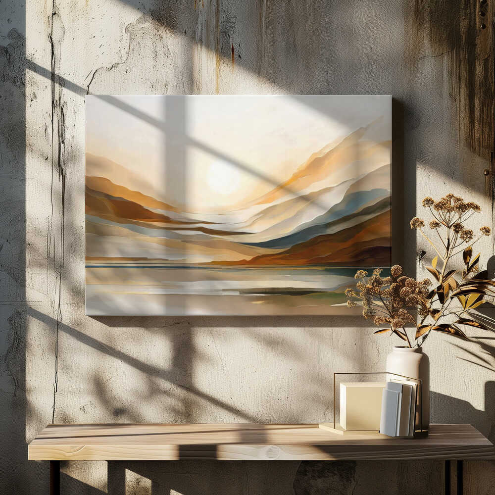 Sunset Through Misty Peaks