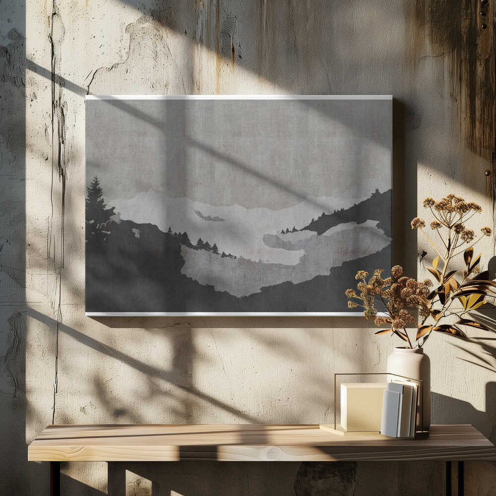 Misty Lake Landscape in Ink Wash Style