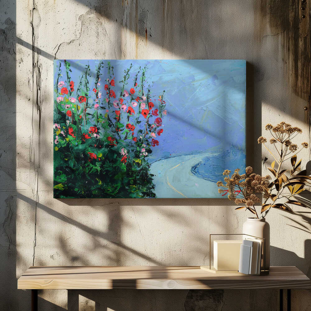 Hollyhock Oil On Canvas