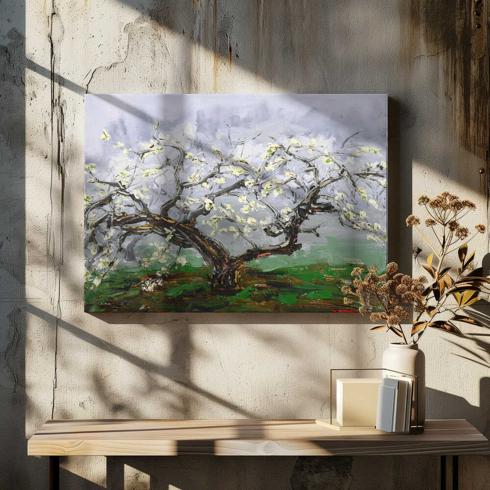 Blossoming Tree With Delicate White Flowers