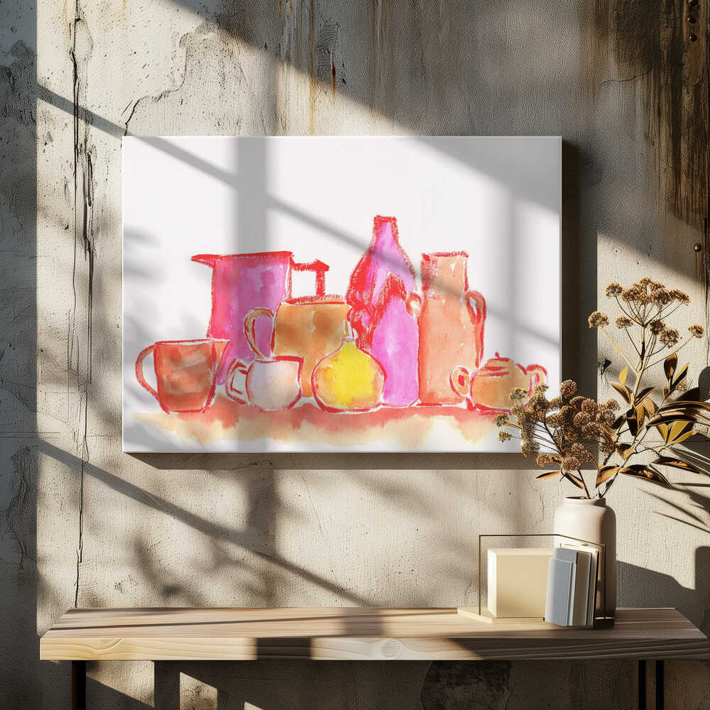 Colorful Pottery and Jugs