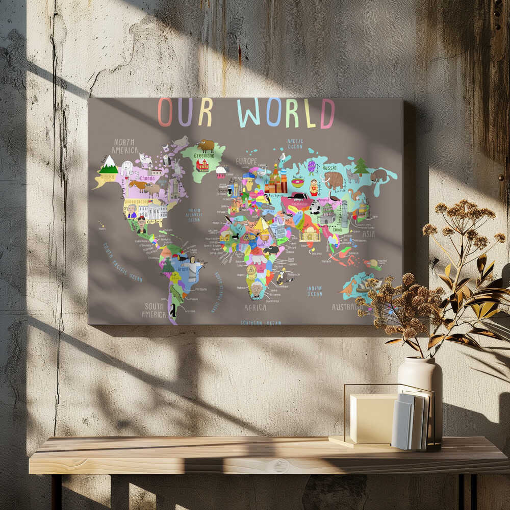 Our World Illustrated World Map for Kids