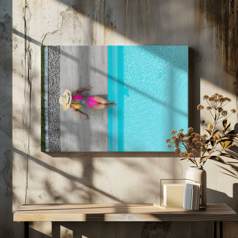 Beautiful lady on the pool