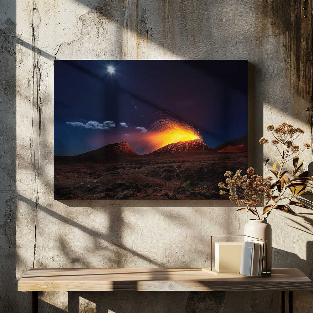 Lava flow with the moon