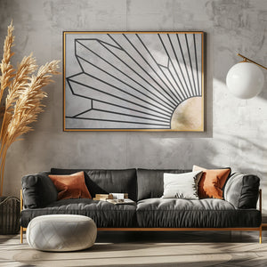 Art Prints of Geometric Gold Marble Sun Mural